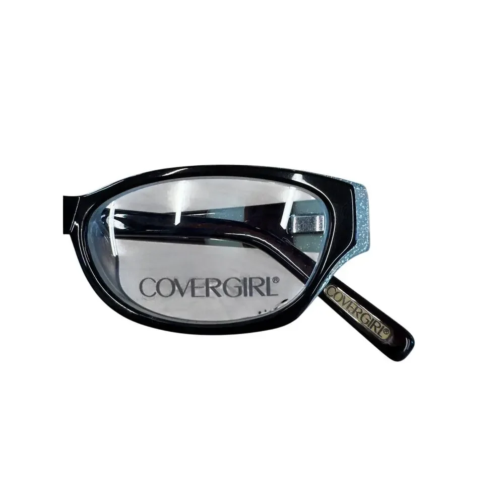 NEW Deadstock Y2k Covergirl black and blue striped rectangle Glasses